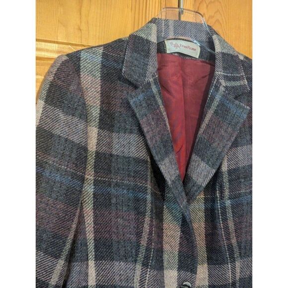 Evan Picone Blazer Academia Plaid 100% Wool Jacket Size 14 - Picture 6 of 16